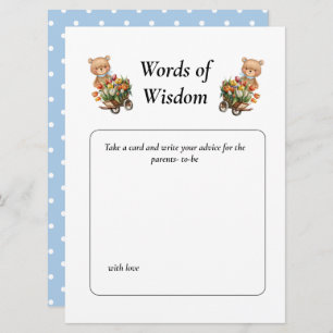 Baby Shower Boy Teddy Rustic Floral Wisdom    Invitation