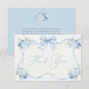 Baby Shower Boy Thank You Card with bow