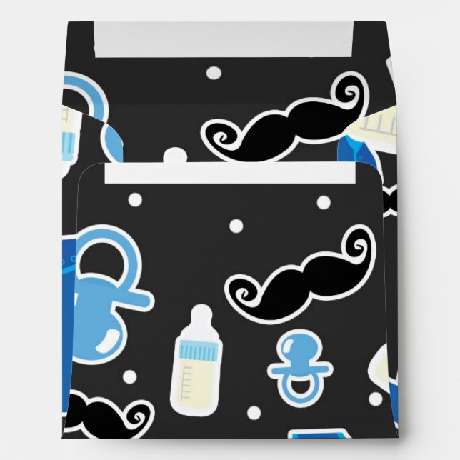 Baby Shower Boy Things Blue & Grey Invitation Envelopes (Back (Bottom))