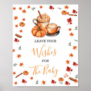 Baby Shower Brewing Pumpkin Spice Leave Your Wish Poster