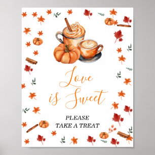 Baby Shower Brewing Pumpkin Spice Love is Sweet Poster