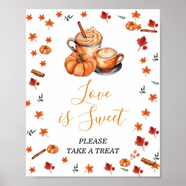 Baby Shower Brewing Pumpkin Spice Love is Sweet Poster (Front)