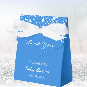 Baby Shower bright blue white stars thank you Favour Box