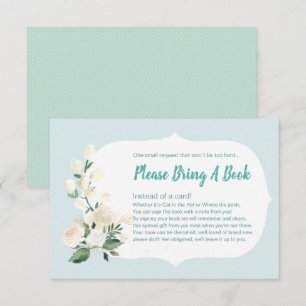 Baby Shower Bring a book Blue and Roses Invitation