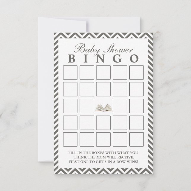 Baby Shower Bring a Book Chevron Bingo Cards (Front)