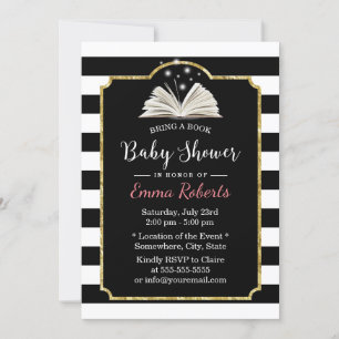 Baby Shower Bring a Book Request Modern Stripes Invitation