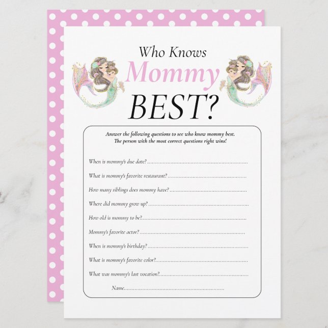 Baby Shower Brown Mermaid Mummy Baby Under The Sea Invitation (Front/Back)