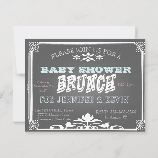 Baby Shower | BRUNCH | Chalkboard Invitation (Front)