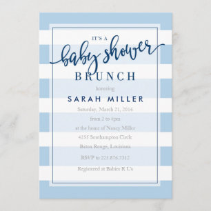 Baby Shower Brunch Invitation Stripes Boy