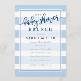Baby Shower Brunch Invitation Stripes Boy