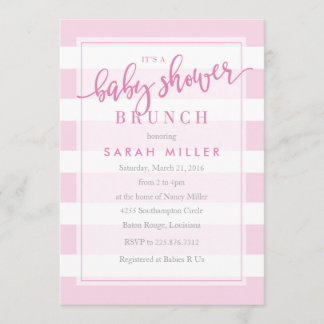 Baby Shower Brunch Invitation Stripes Girl