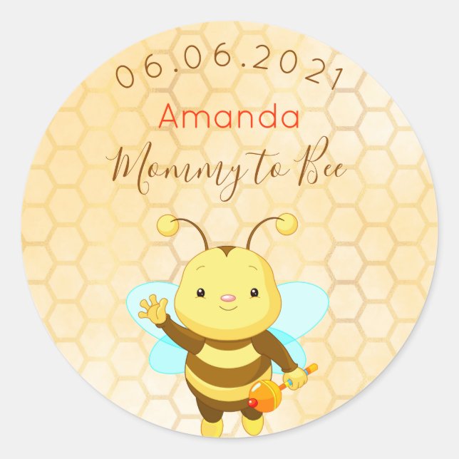 Baby Shower bumble bee honeycomb cute Classic Round Sticker (Front)