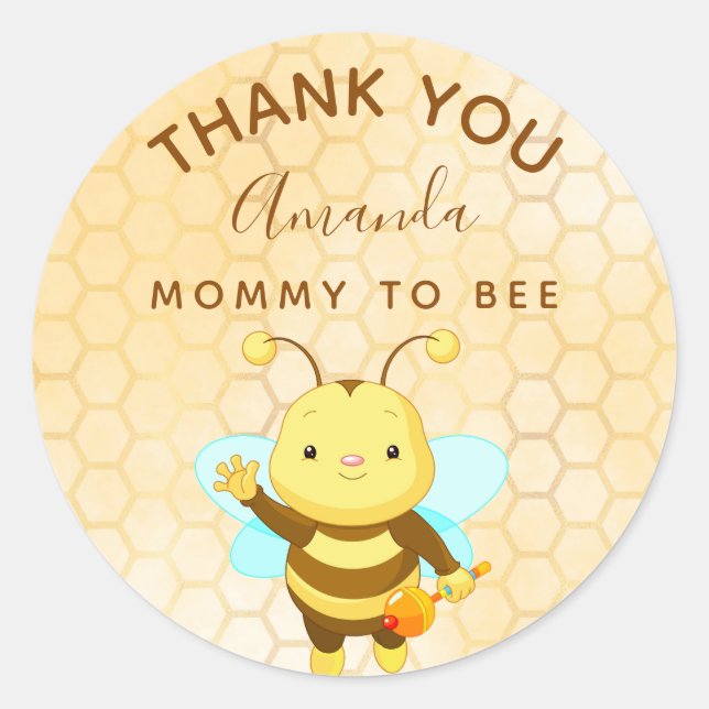 Baby Shower bumble bee honeycomb thank you Classic Round Sticker (Front)
