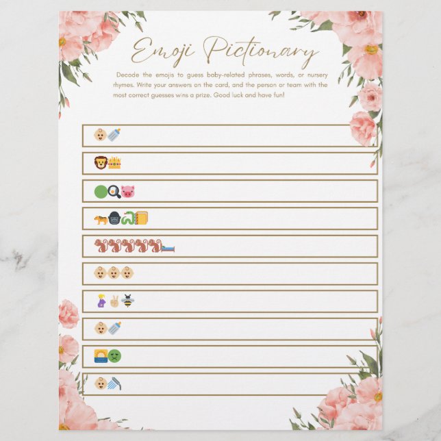 Baby Shower Bundle - Emoji Pictionary Custom Letterhead (Front)