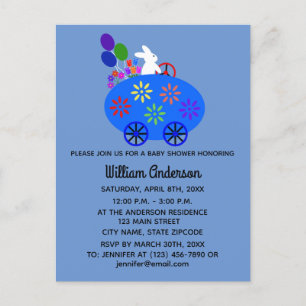 Baby Shower Bunny Egg Car#2 Invitation Postcard