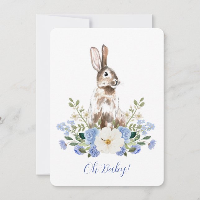 Baby Shower Bunny Watercolour Invitation (Front)