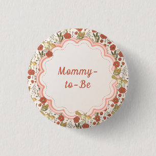Baby Shower   Butterflies & Blossoms Poetic Floral 3 Cm Round Badge