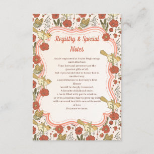 Baby Shower   Butterflies & Blossoms Poetic Floral Enclosure Card