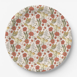 Baby Shower Butterflies & Blossoms Poetic Floral Paper Plate