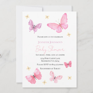 Baby Shower Butterfly Invitation, Girl  Invitation