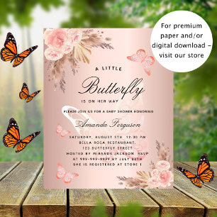 Baby shower butterfly pampas invitation