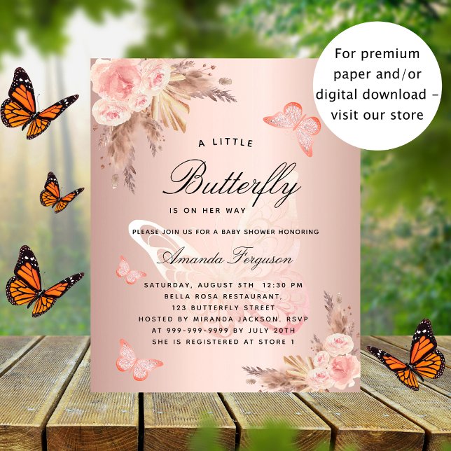 Baby shower butterfly pampas invitation (Creator Uploaded)