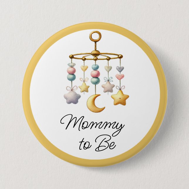 Baby Shower Button with Mobile- Custom Titles (Front)