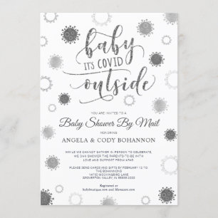 Baby Shower by Mail BABY ITS COVID OUTSIDE Silver Invitation