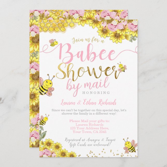 Baby Shower by Mail Bee Invitation (Front/Back)