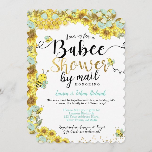 Baby Shower by Mail Bee Invitation (Front/Back)