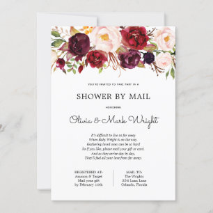 Baby Shower by Mail Burgundy Floral Invitation