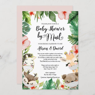Baby Shower By Mail   Cute Masked Safari Friends Invitation