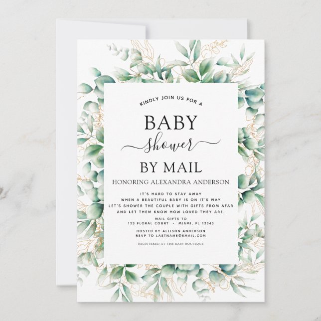 Baby Shower by Mail Eucalyptus Geometric Invitation (Front)