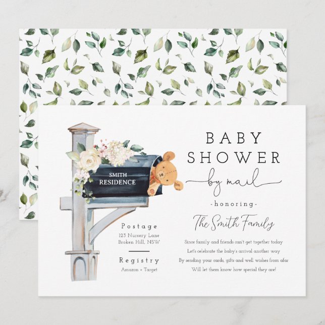 Baby Shower by Mail, Gender Neutral Baby Shower Invitation (Front/Back)