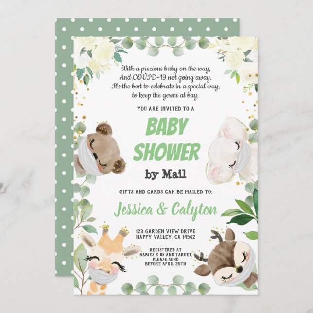 Baby Shower By Mail Gender Neutral Woodland Animal Invitation (Front/Back)