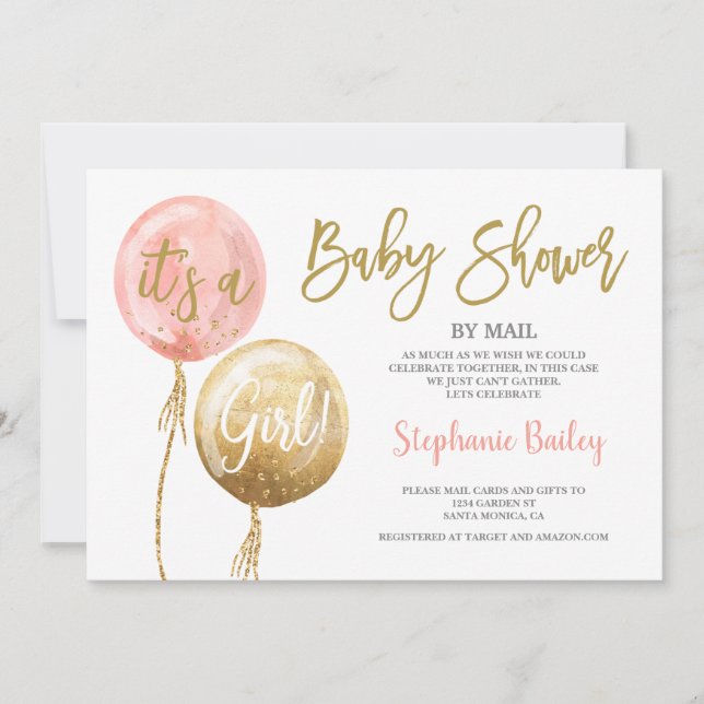 Baby shower by mail girl invitation (Front)