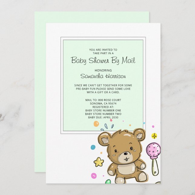 Baby Shower By Mail Invitation (Front/Back)