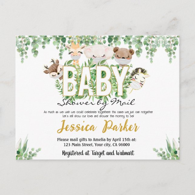 Baby Shower by mail invitation Postcard (Front)