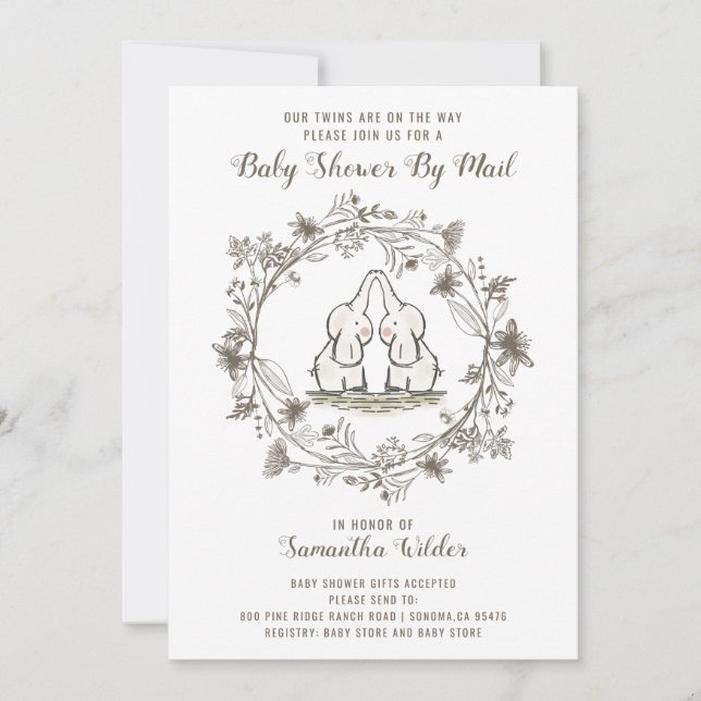 Baby Shower By Mail Invitations | Twins (Front)