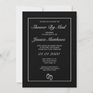 Baby Shower By Mail Modern Minimalist Black White Invitation