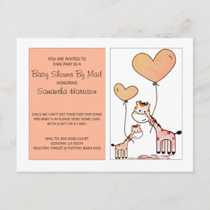 Baby Shower By Mail Mum And Baby Giraffes Invitation Postcard