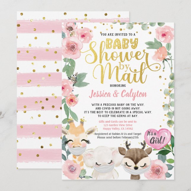 Baby Shower By Mail Pandemic Woodland Animal Invitation (Front/Back)
