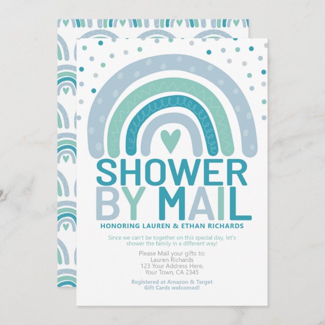 Baby Shower by Mail Rainbow Invitation (Front/Back)
