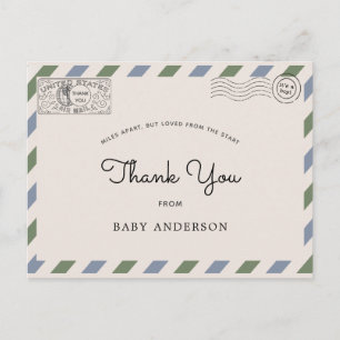 Baby Shower by Mail Thank You Blue Green Postcard