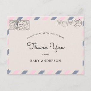 Baby Shower by Mail Thank You Pink Blue Postcard