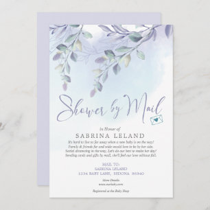 Baby Shower by Mail Watercolor Lilac and Sky Blue Invitation