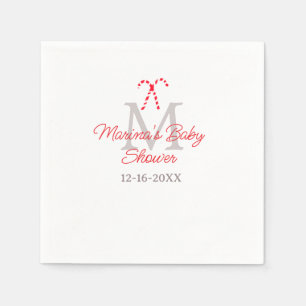 Baby shower candy cane Christmas holiday monogram  Napkin