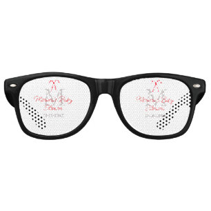 Baby shower candy cane Christmas holiday monogram Retro Sunglasses