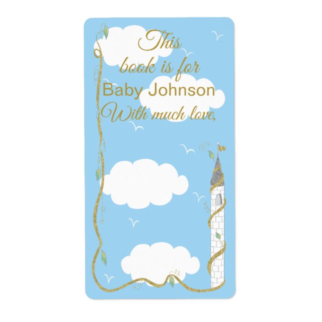 Baby Shower "Castle Gold/Sil" Bookplate Sheet of 8 (Front)