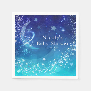 Baby Shower Celestial Moon Sparkle Sky Custom Napkin